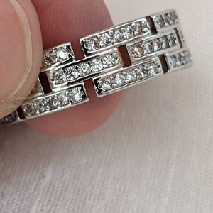 Geometric shaped ring with zirconium accents, size 6